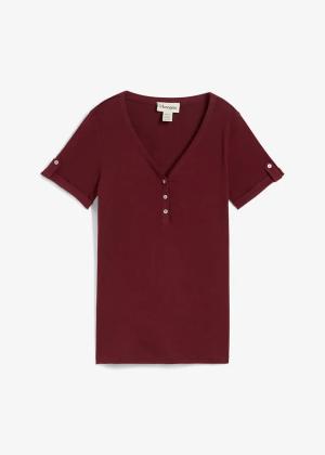Prążkowana bluzka Henley z czystej bawełny
