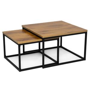 Stolik kawowy podwójny, loftowy CT-601 orzech | OUTLET
