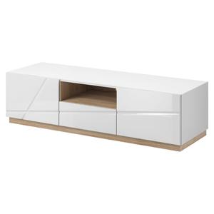 Szafka RTV FUTURA FU-03 biały/dąb riviera/biały połysk | SZYBKA WYSYŁKA
