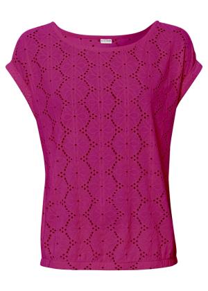 T-shirt z ażurowym haftem