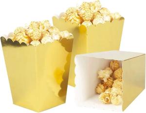 Złote kubki pudełka na popcorn słodycze na urodziny przyjęcia 6 szt Zestaw