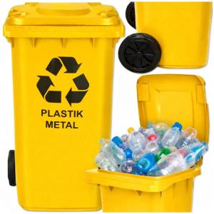 KOSZ NA ŚMIECI ODPADY 240L ŻÓŁTY PLASTIK POJEMNIK KUBEŁ DO SEGREGACJI MOCNY