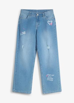 Jeansy wide leg, średni stan