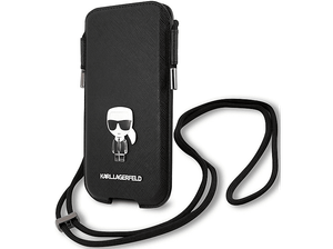 Torebka na telefon KARL LAGERFELD 6.1 cali Hardcase Saffiano Czarny KLHCP12MOPHKMK