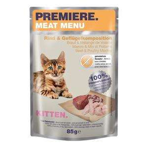 PREMIERE Meat Menu Kitten Wołowina i kompozycja drobiowa 48x85 g