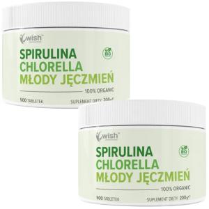 CHLORELLA SPIRULINA MŁODY JĘCZMIEŃ DETOX VEGE ODPORNOŚĆ ŻELAZO ALGI 1000tab
