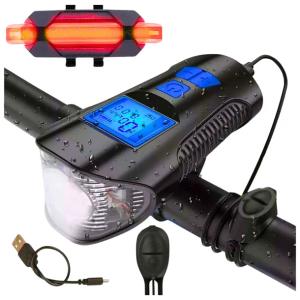 LAMPKA ROWEROWA LED LATARKA NA ROWER LICZNIK ROWEROWY DZWONEK DO ROWERU USB