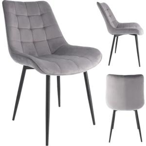 KRZESŁO TAPICEROWANE KUCHNI salonu PIKOWANE welurowe MISTY szare JUMIhome