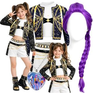 STRÓJ K-POP KONCERTOWY PERUKA NASZYJNIK KOSTIUM KPOP PRZEBRANIE BAL 120/130
