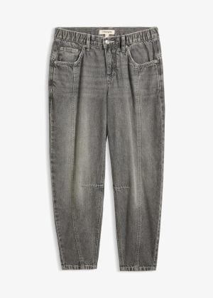 Jeansy barrel, mid waist, cropped