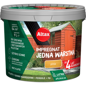 Impregnat do drewna ogrodowego JEDNA WARSTWA 9 l Pinia Altax