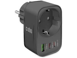 Ładowarka sieciowa z gniazdem SBS 30W 2xUSB-C, 1xUSB-A Czarny