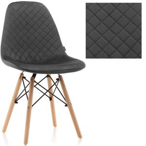 Krzesło skandynawskie tapicerowane EAMES EM01N | Welur | Popiel #21 | Nogi drewniane | Outlet