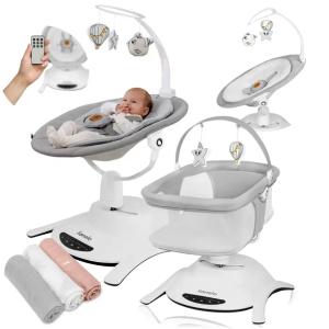 Leżaczek bujaczek elektryczny + gondola 2w1 lionelo Bella Set Grey Concrete