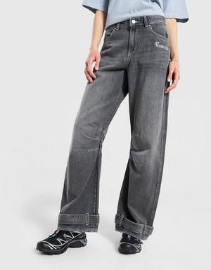 Hoodrich Spodnie Wide Leg Jeans Onyx