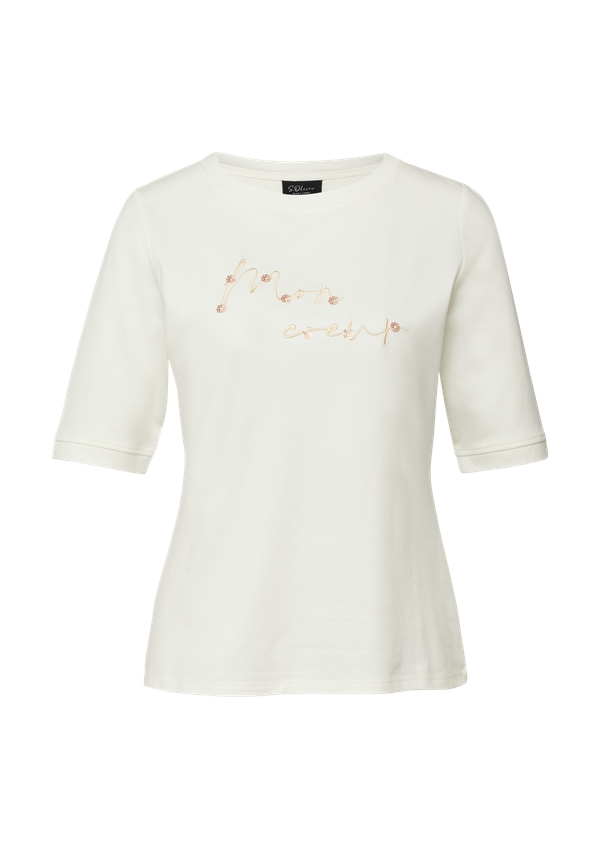 T-shirt bawełniany z okrągłym dekoltem i artystycznym nadrukiem