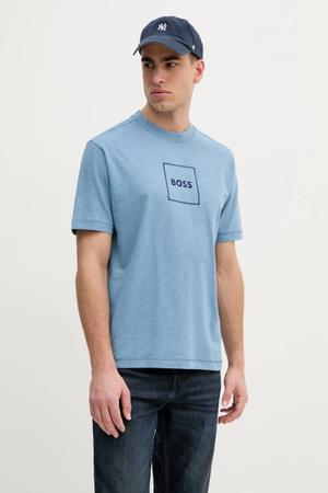 BOSS Orange t-shirt z domieszką lnu
