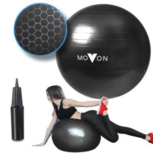 PIŁKA FITNESS 75CM CZARNA + POMPKA DO ĆWICZEŃ REHABLITACJI