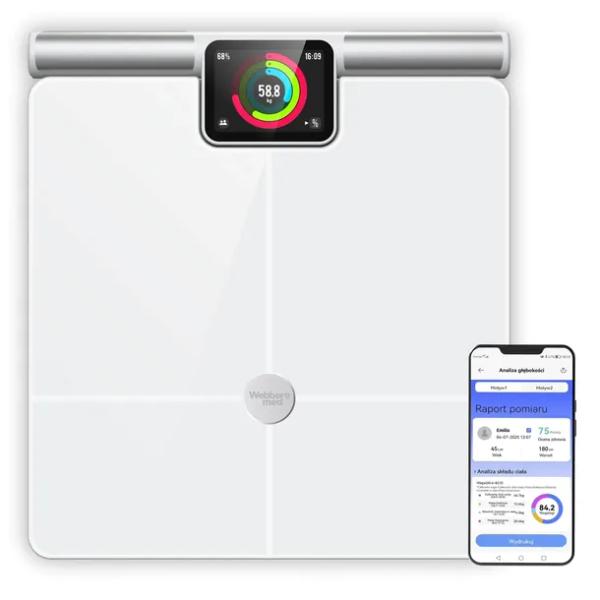 Waga Łazienkowa Analityczna 57 Parametrów Apple Health, Google Fit, WIFI