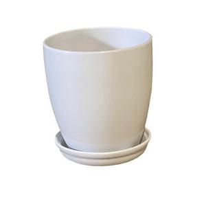 Doniczka Classic wysoka z podstawką 13,5 cm ceramiczna biała
