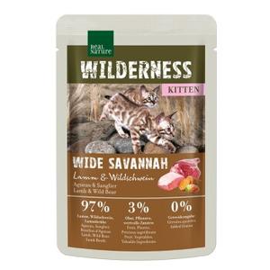 REAL NATURE WILDERNESS karma mokra kot, kitten, Wide Savannah, jagnięcina i dzik 12x85 g
