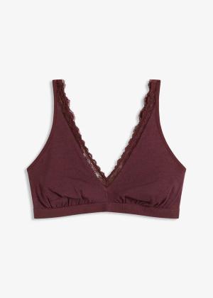 Biustonosz bralette z prążkowanej bawełny organicznej z koronką