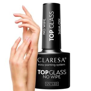 Claresa Top No Wipe Hybrydowy Bez Przemywania Glass Efekt Mokrych Paznokci