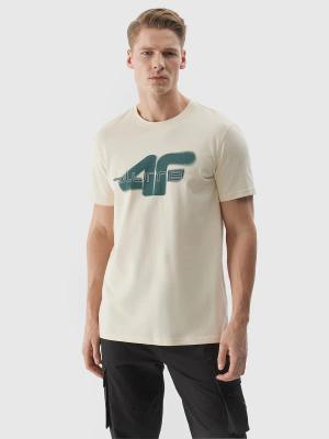 4F koszulka męska t-shirt bawełniany na co dzień M1317 biała (M)