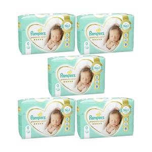 5x Pieluchy PAMPERS Premium Care roz 0 (do 3 kg) 30 szt