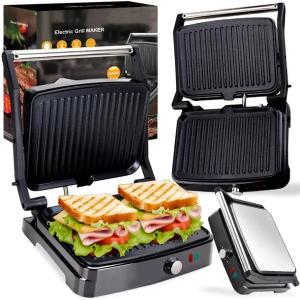 GRILL ELEKTRYCZNY OPIEKACZ TOSTER DO KANAPEK PANINI KEBABA ROZKŁADANY TACKA