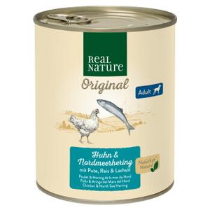 REAL NATURE mokra karma dla psa dorosłego Śledź północnomorski i kurczak 6x800 g