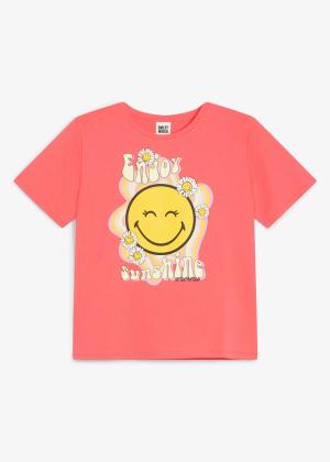 T-shirt z czystej bawełny, ze Smiley