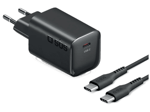 Ładowarka sieciowa SBS 65W GaN PD 3.0 USB-C + kabel 2m Czarny