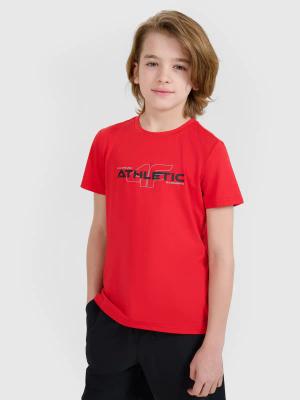 4F koszulka sportowa t-shirt dziecięcy 4FJWSS25TFTSM1209 czerwona (158/164)