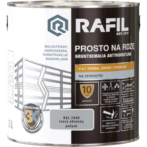 Gruntoemalia PROSTO Na Rdzę Połysk RAL7040 2,5 l RAFIL