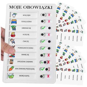TABLICA MOTYWACYJNA DLA DZIECI LISTA OBOWIĄZKÓW Z OBOWIĄZKAMI + 10 ARKUSZY