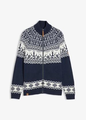 Sweter rozpinany w norweski wzór