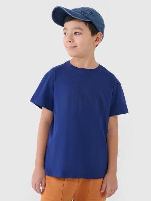 4F koszulka bawełniana t-shirt dla chłopca 4FJWSS25TTSHM2325 niebieska (152)