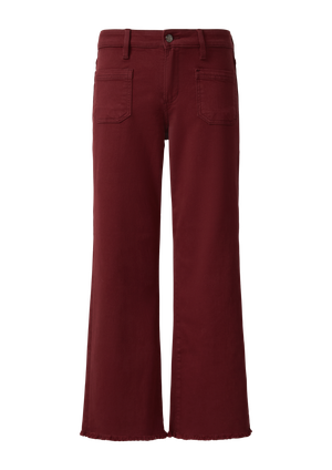 Przycięte dżinsy / slim fit / średni stan / rozszerzana nogawka / otwarty dół