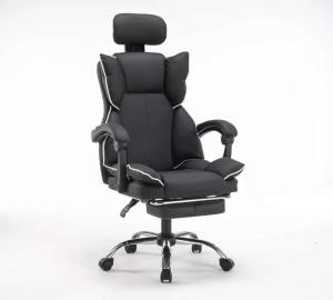 Fotel biurowy obrotowy LEON wygodne krzesło ergonomiczne podnóżek czarny