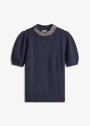 Sweter z aplikacją ze sztrasów
