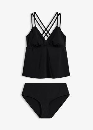 Tankini ze skrzyżowanymi ramiączkami z szybkoschnącego materiału (komplet 2-cz.)