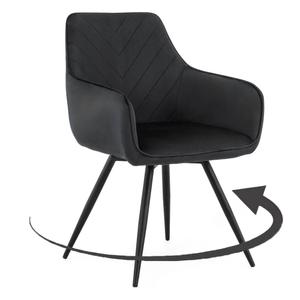 Krzesło obrotowe DC-0084-6 | Welur | Czarny | OUTLET