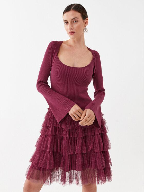 TWINSET Sukienka koktajlowa 232TP3051 Bordowy Regular Fit