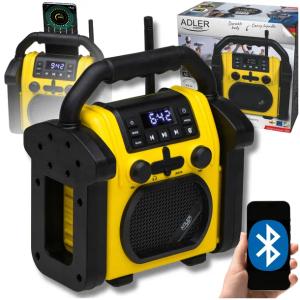 Wytrzymałe Radio Budowlane Bluetooth IPX 54 Odporne Przenośne Adler