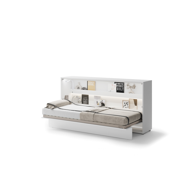 Półkotapczan poziomy BC-06 Bed Concept 90x200 cm 90x200 cm | Biały połysk | składany | funkcjonalny | oszczędność przestrzeni
