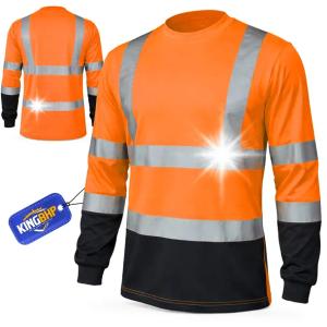 Koszulka robocza ODBLASKOWA T-shirt ostrzegawczy z DŁUGIM RĘKAWEM BAWEŁNA