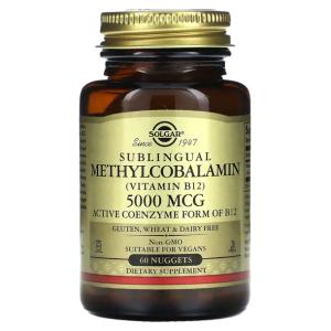 Solgar, Podjęzykowa Metylokobalamina (Witamina B12), 5,000 mcg, 60 kulek