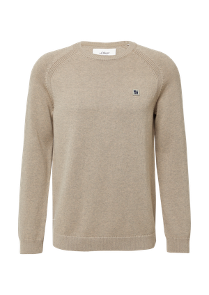 Sweter z bawełnianej dzianiny z raglanowymi rękawami