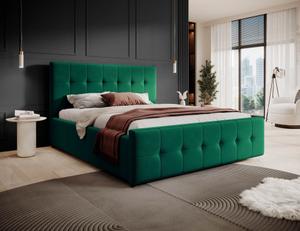 Łóżko tapicerowane z pojemnikiem SFG015P | 160x200 | Welur | Zielony #64 | OUTLET